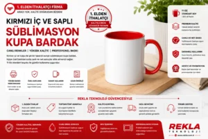 kırmızı iç ve saplı süblimasyon kupa bardak – kişiye özel süblimasyon baskılı kupa