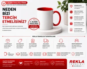 kırmızı iç ve saplı süblimasyon kupa bardak – Rekla ithalatçı toptan avantajı