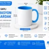 Mavi iç ve saplı sublimasyon kupa bardak 11 oz beyaz seramik baskı kupası