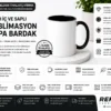 Siyah iç ve saplı sublimasyon kupa bardak 11 oz beyaz seramik baskı kupası