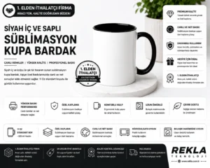 Siyah iç ve saplı sublimasyon kupa bardak 11 oz beyaz seramik baskı kupası