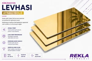 Aynalı gold sublimasyon levhası 60x30 cm 0.45 mm özel kaplamalı alüminyum baskı metali