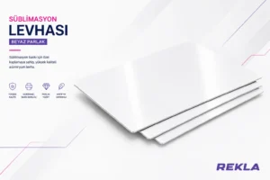 Beyaz parlak sublimasyon levhası 60x30 cm 0.45 mm Rekla Teknoloji