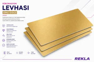 Simli gold sublimasyon levhası 60x30 cm 0.45 mm özel kaplamalı alüminyum baskı metali