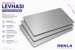 Titanyum gümüş sublimasyon levhası 60x30 cm 0.45 mm eloksallı mat alüminyum baskı metali