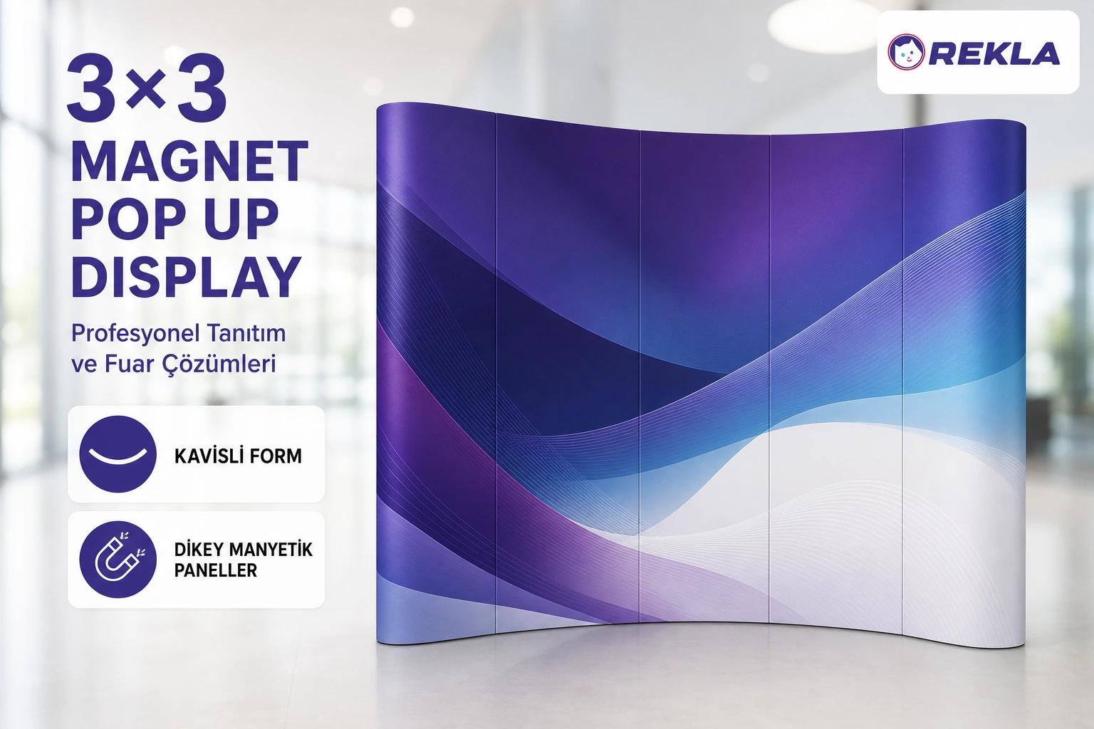 3×3 magnet pop up display fuar standı ürün görseli