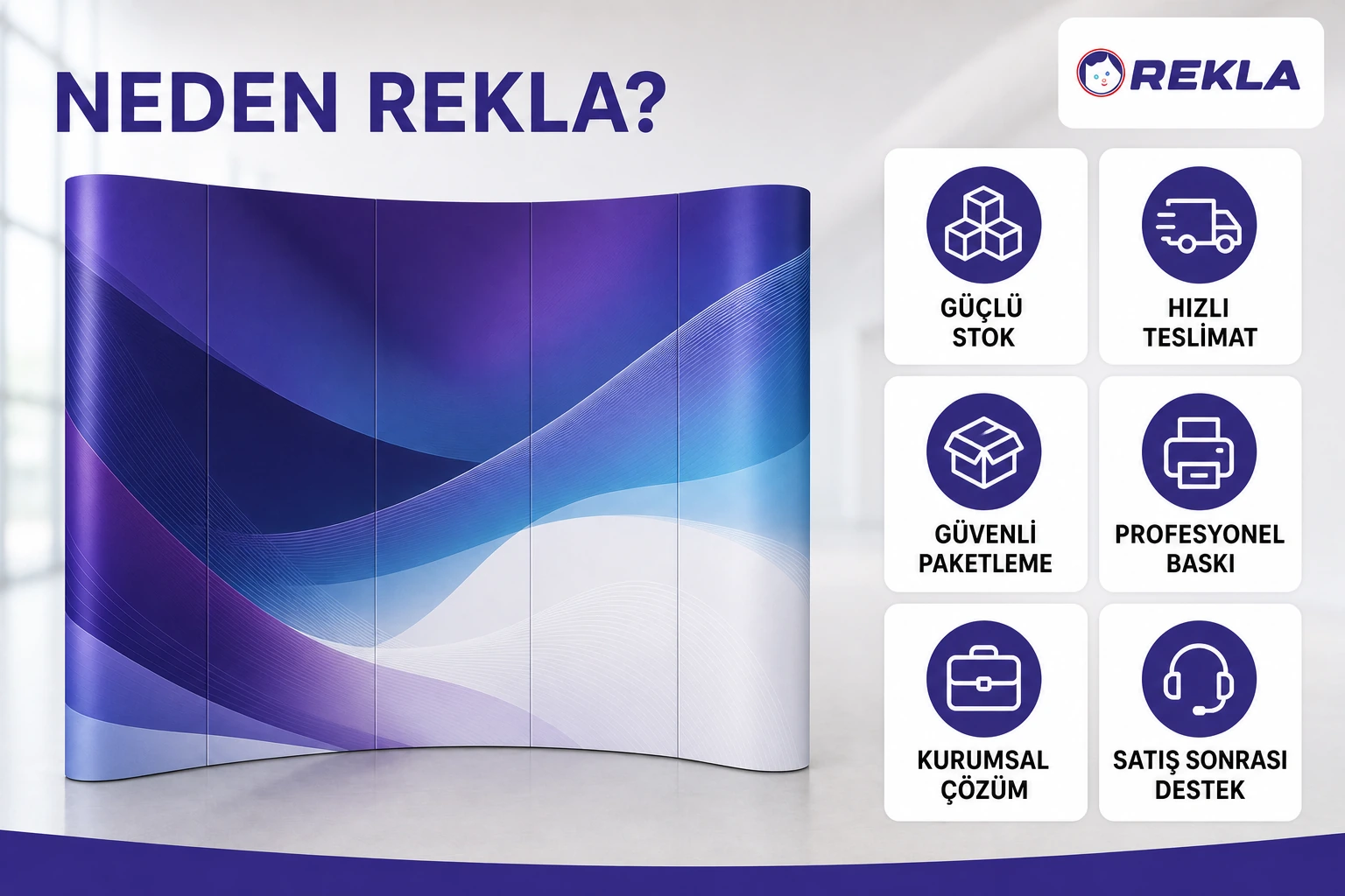 3×3 magnet pop up display fuar standı Rekla avantajları tanıtım görseli