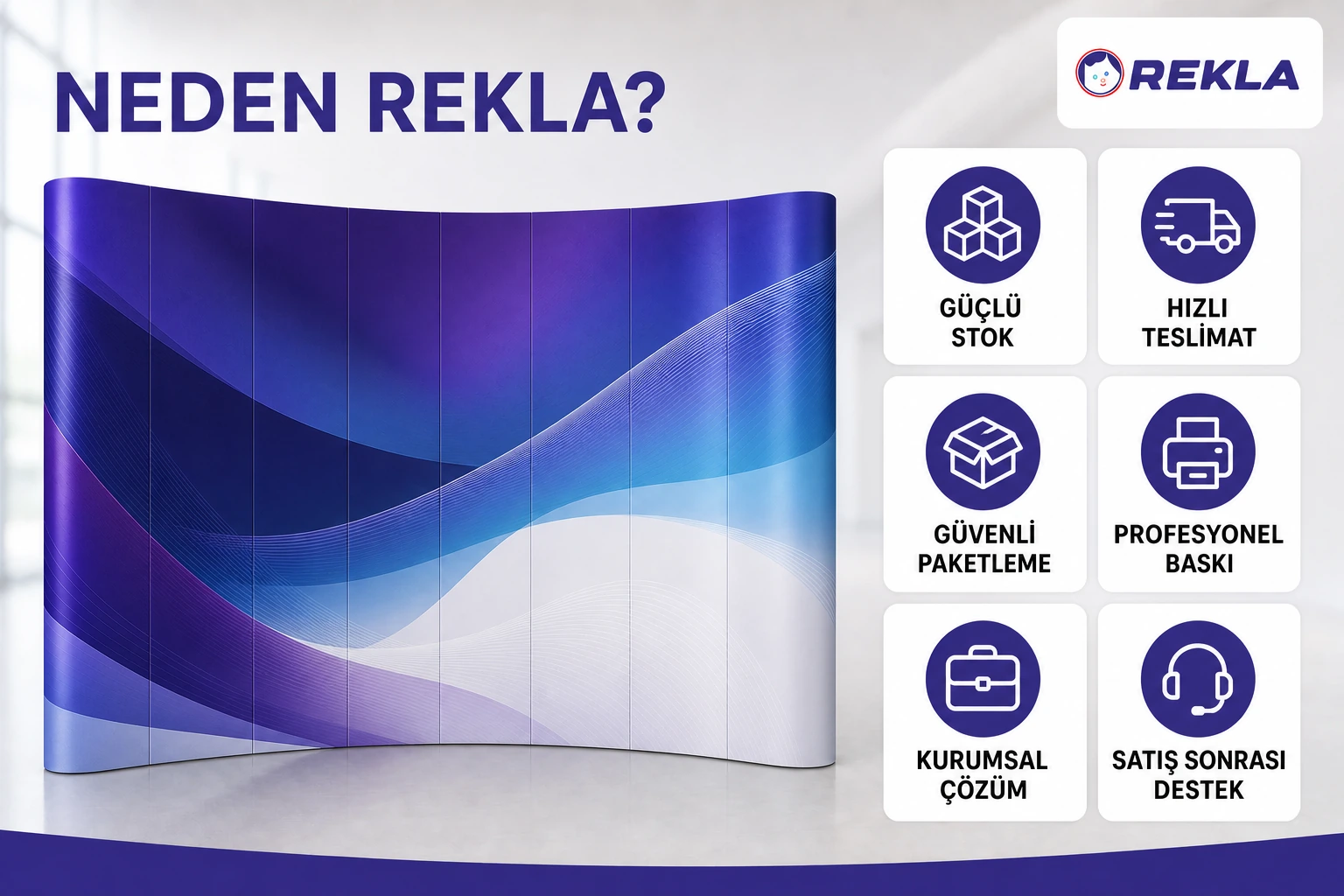 3×4 magnet pop up display fuar standı Rekla avantajları tanıtım görseli