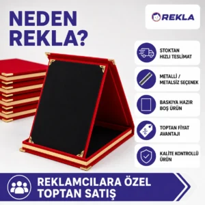 Kırmızı albüm plaket 12×16 Rekla avantajları tanıtım görseli