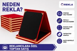 Kırmızı albüm plaket 15×20 Rekla avantajları tanıtım görseli