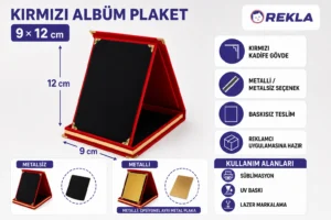 Kırmızı albüm plaket 9×12 teknik özellikler ve kullanım alanları görseli