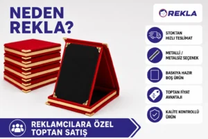 Kırmızı albüm plaket 9×12 Rekla avantajları tanıtım görseli
