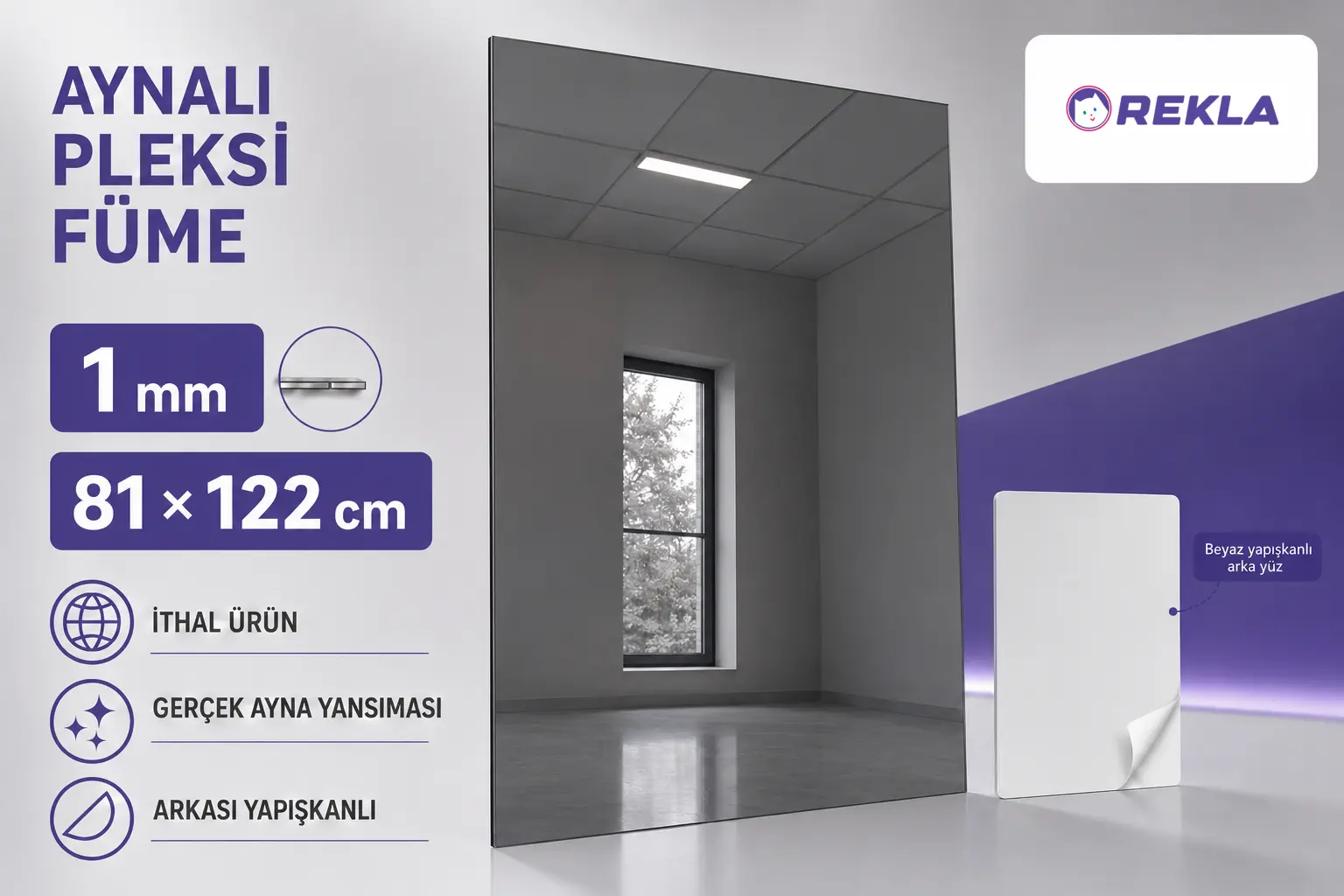 Füme aynalı pleksi levha 1 mm 81×122 cm ürün görseli