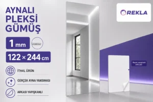 Gümüş aynalı pleksi levha 1 mm 122×244 cm ürün görseli