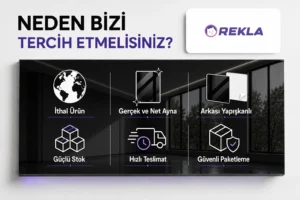 Siyah aynalı pleksi levha 1 mm 122×244 cm Rekla avantajları tanıtım görseli