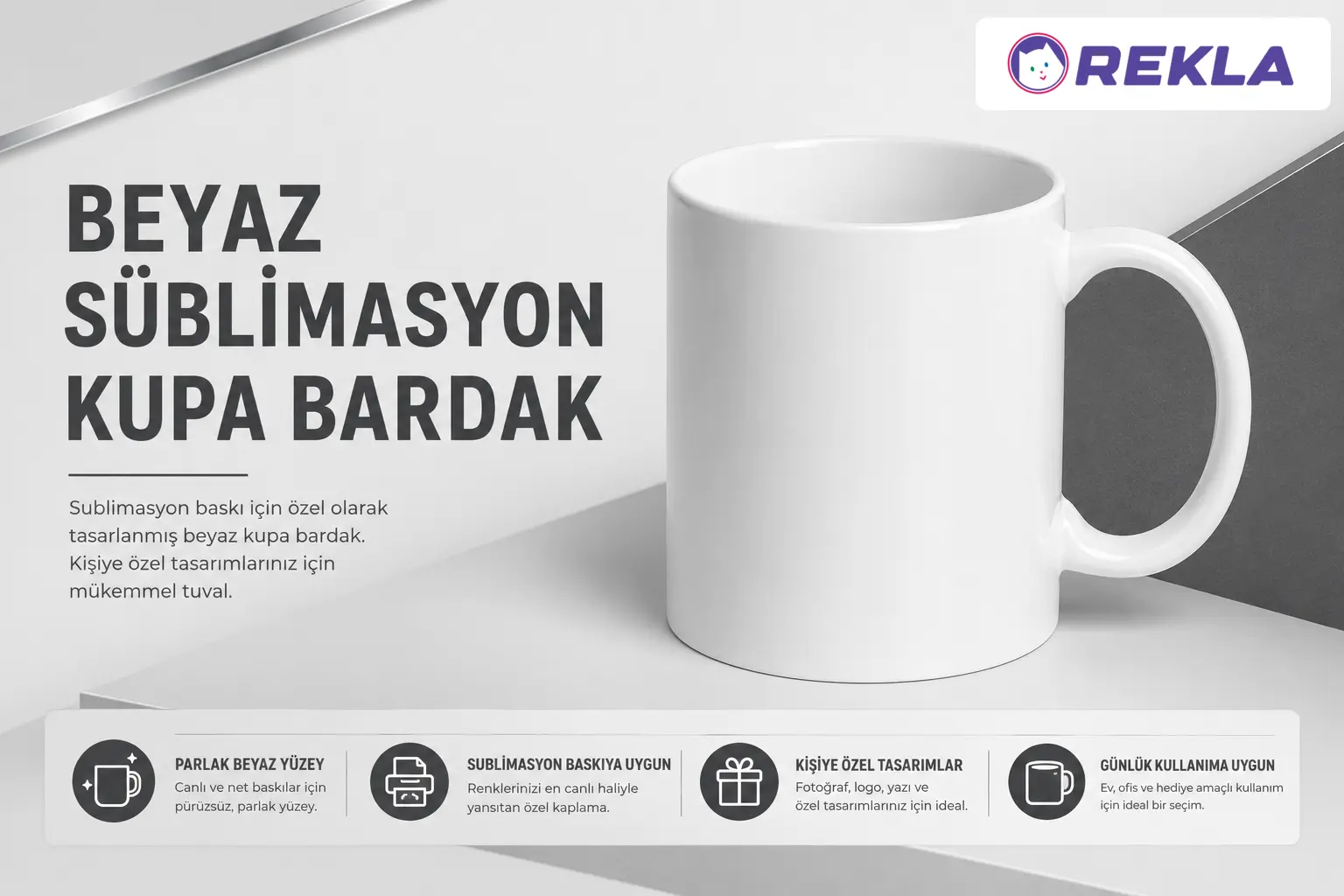 Süblimasyon Kupa Bardak Beyaz ürün görseli