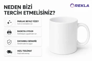 Süblimasyon Kupa Bardak Beyaz Rekla avantajları tanıtım görseli