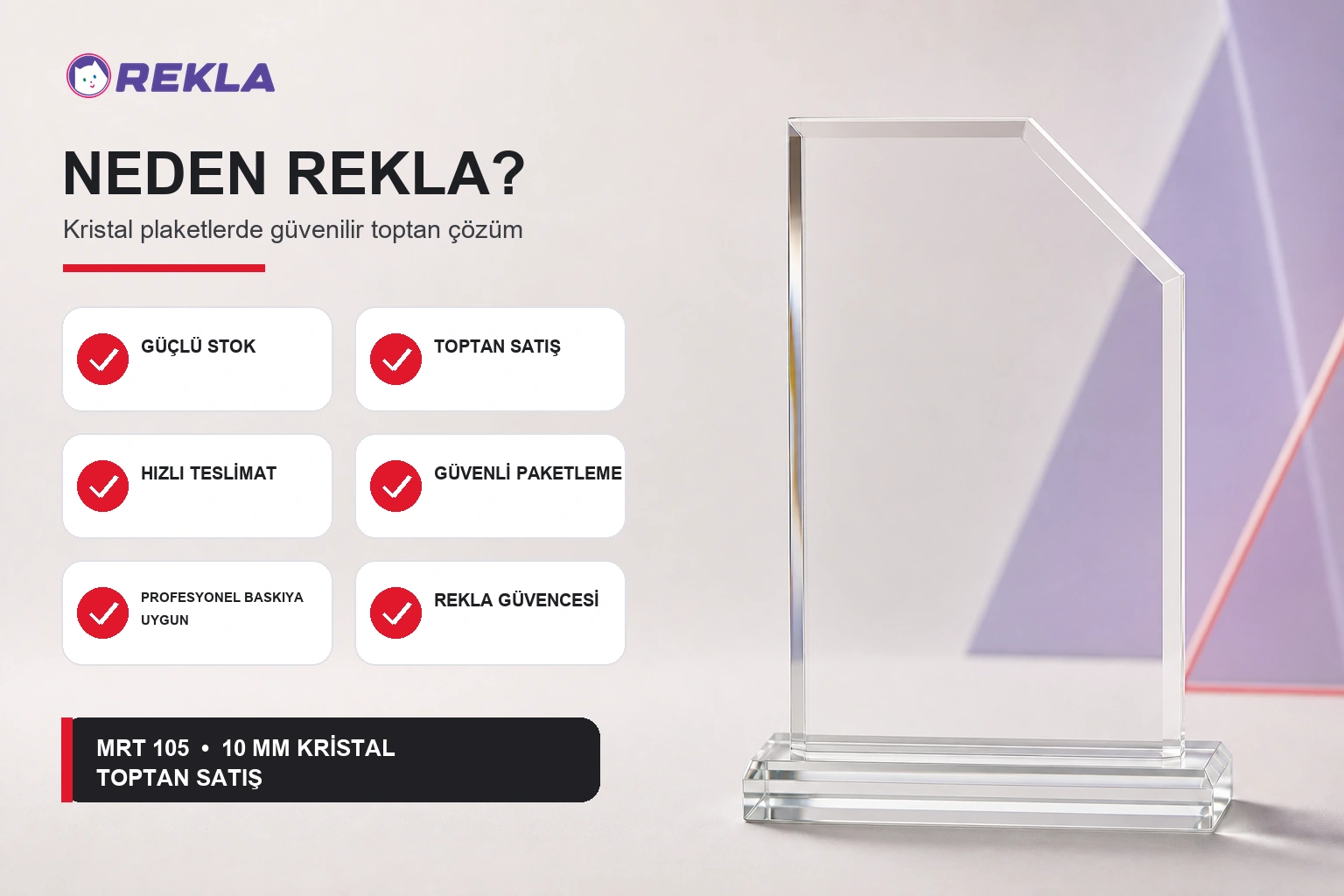 MRT 105 kristal plaket 10 mm Rekla avantajları tanıtım görseli