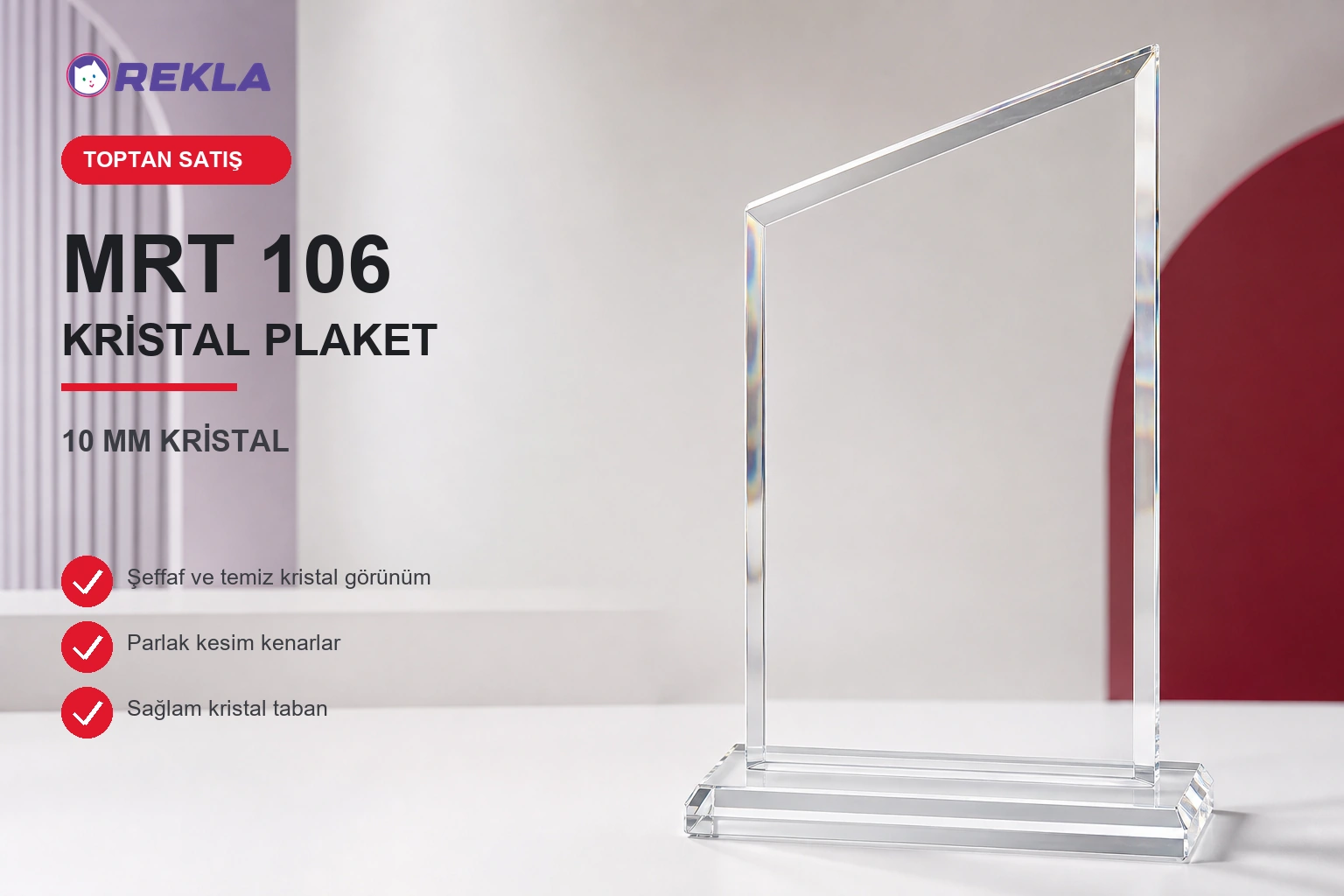 MRT 106 kristal plaket 10 mm ürün görseli