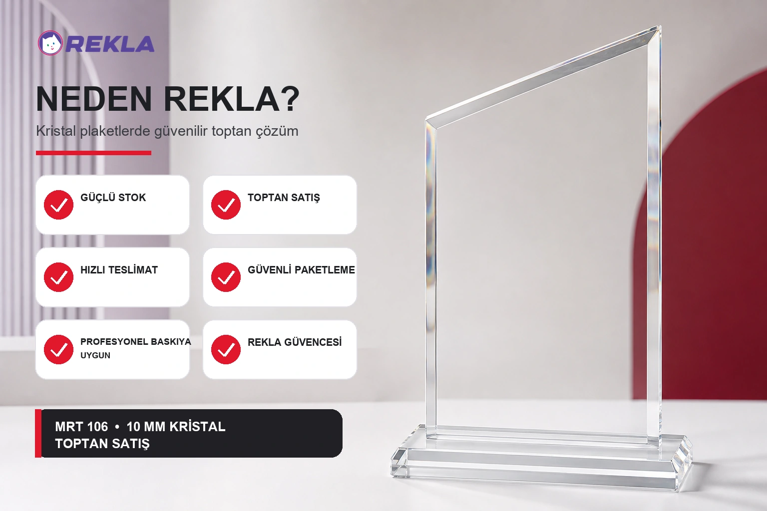 MRT 106 kristal plaket 10 mm Rekla avantajları tanıtım görseli