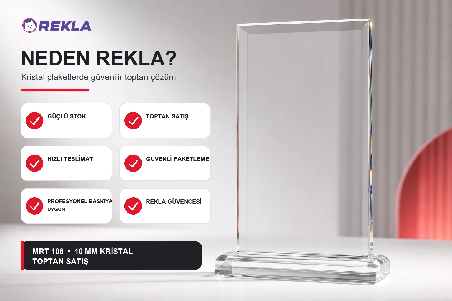 MRT 108 kristal plaket 10 mm Rekla avantajları tanıtım görseli