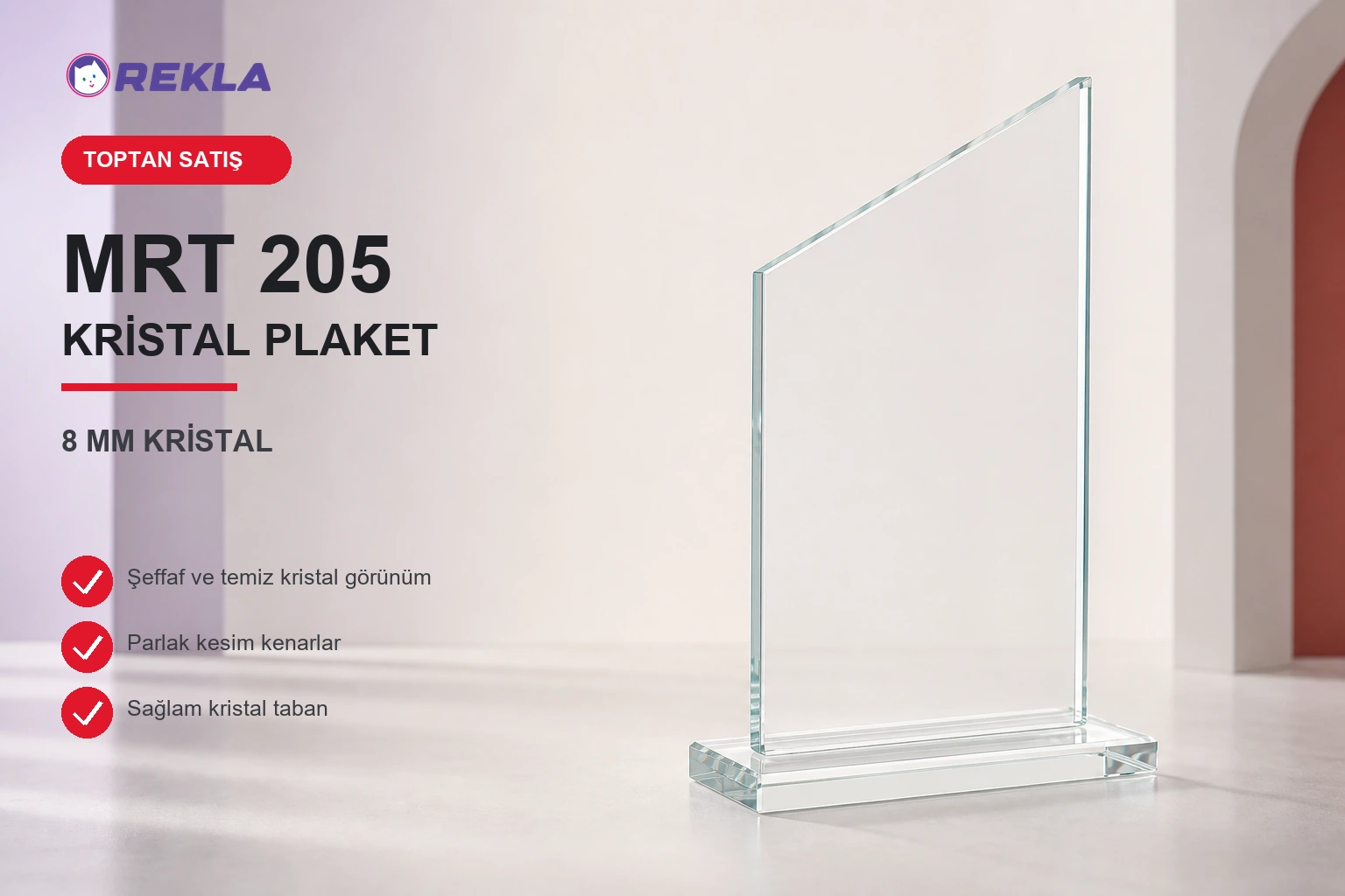 MRT 205 kristal plaket 8 mm ürün görseli