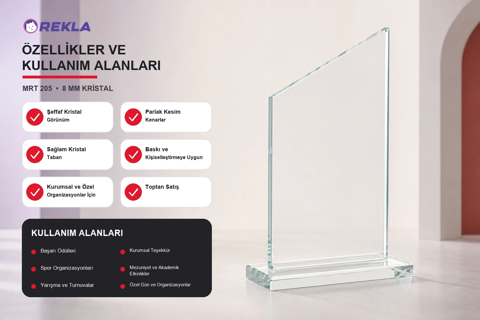 mrt 205 kristal plaket teknik özellikleri