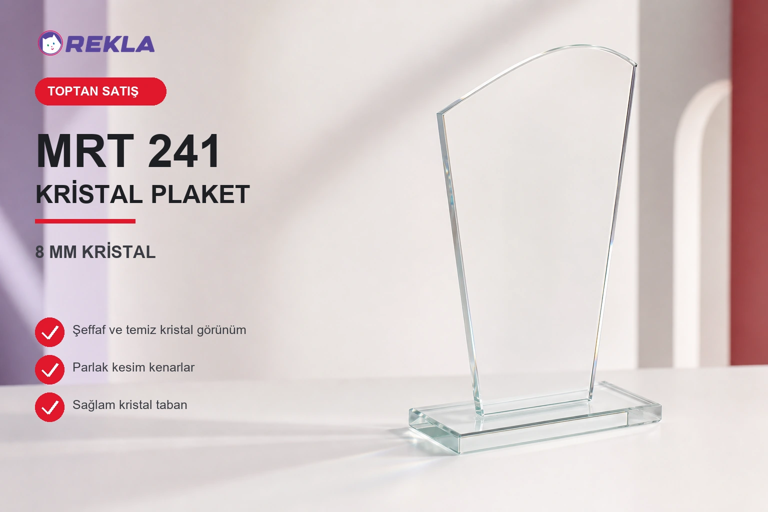 MRT 241 kristal plaket 8 mm ürün görseli