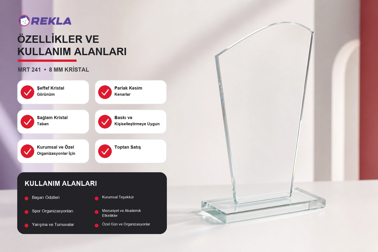 mrt 241 kristal plaket teknik özellikleri