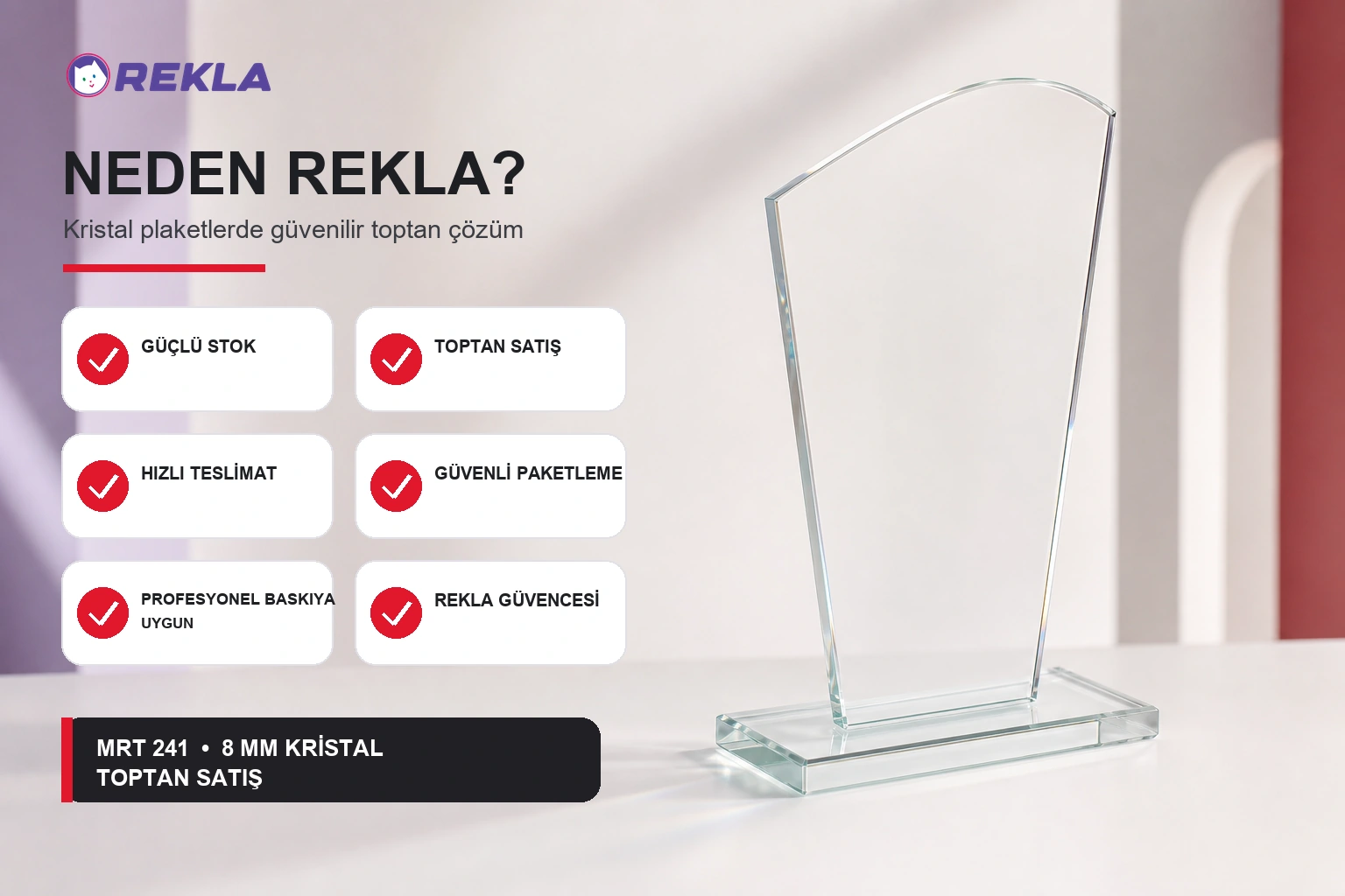 MRT 241 kristal plaket 8 mm Rekla avantajları tanıtım görseli