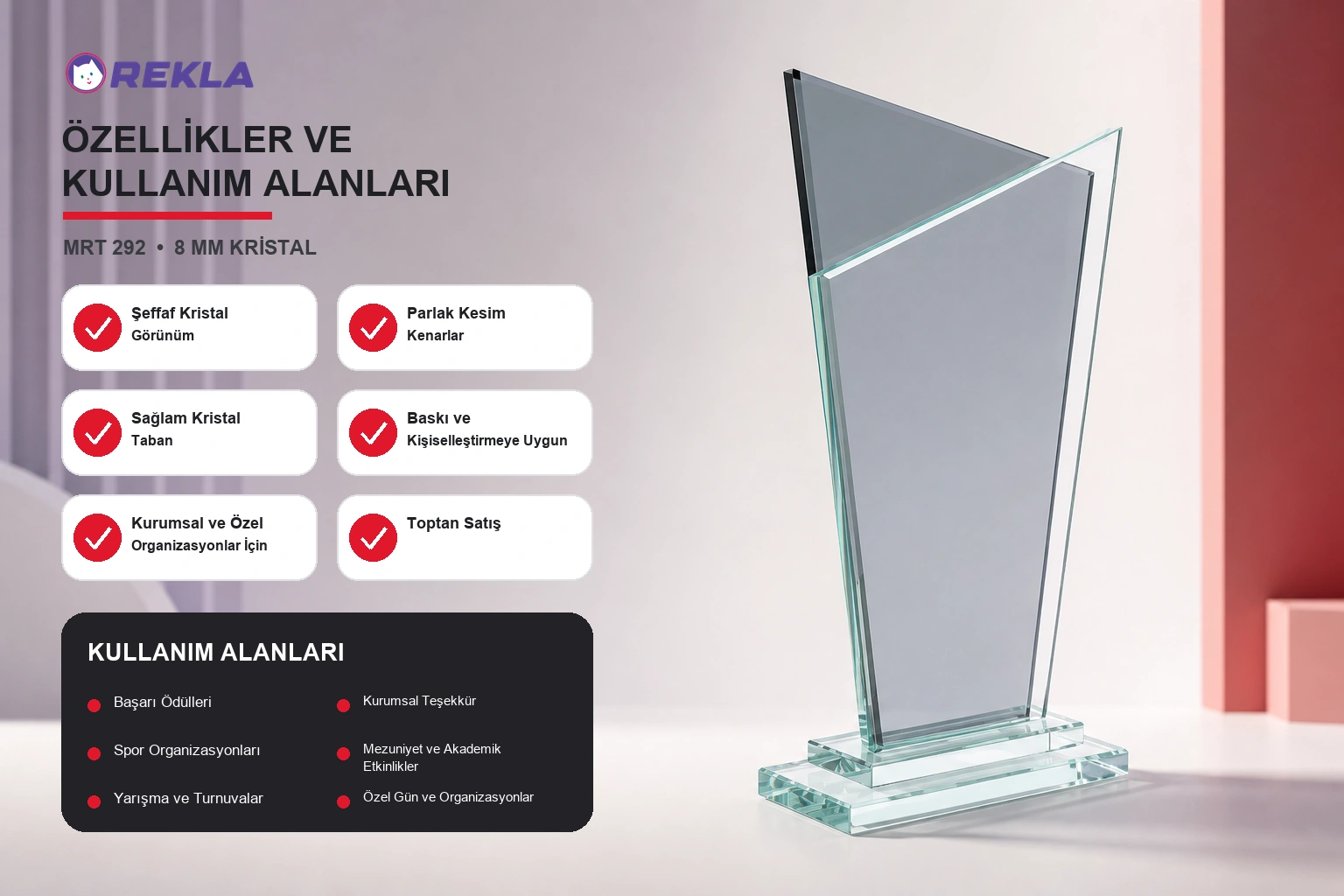 mrt 292 kristal plaket teknik özellikleri