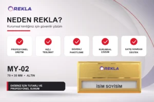 MY-02 Alüminyum Yaka İsimliği Rekla avantajları tanıtım görseli
