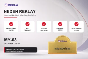 MY-03 Alüminyum Yaka İsimliği Rekla avantajları tanıtım görseli