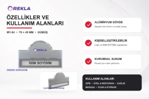 MY-04 Alüminyum Yaka İsimliği teknik özellikler ve kullanım alanları görseli