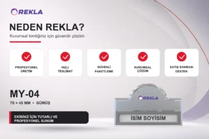 MY-04 Alüminyum Yaka İsimliği Rekla avantajları tanıtım görseli