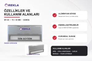MY-05 Alüminyum Yaka İsimliği teknik özellikler ve kullanım alanları görseli