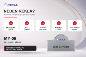 MY-06 Alüminyum Yaka İsimliği Rekla avantajları tanıtım görseli