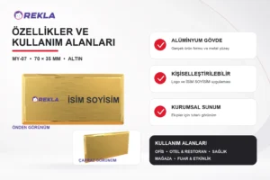 MY-07 Alüminyum Yaka İsimliği teknik özellikler ve kullanım alanları görseli