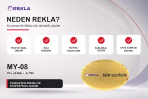 MY-08 Alüminyum Yaka İsimliği Rekla avantajları tanıtım görseli