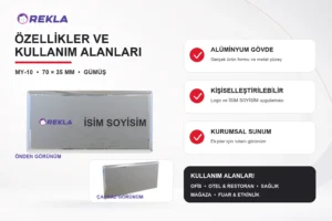MY-10 Alüminyum Yaka İsimliği teknik özellikler ve kullanım alanları görseli