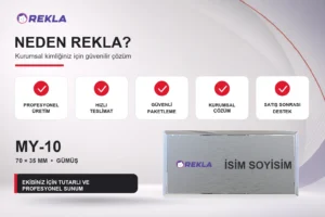 MY-10 Alüminyum Yaka İsimliği Rekla avantajları tanıtım görseli
