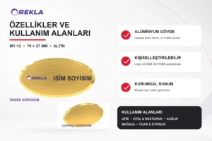 MY-12 Alüminyum Yaka İsimliği teknik özellikler ve kullanım alanları görseli