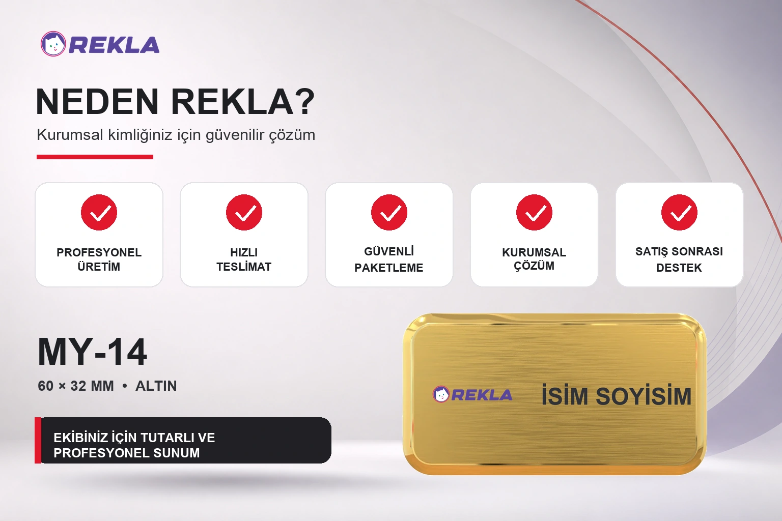 MY-14 Alüminyum Yaka İsimliği Rekla avantajları tanıtım görseli