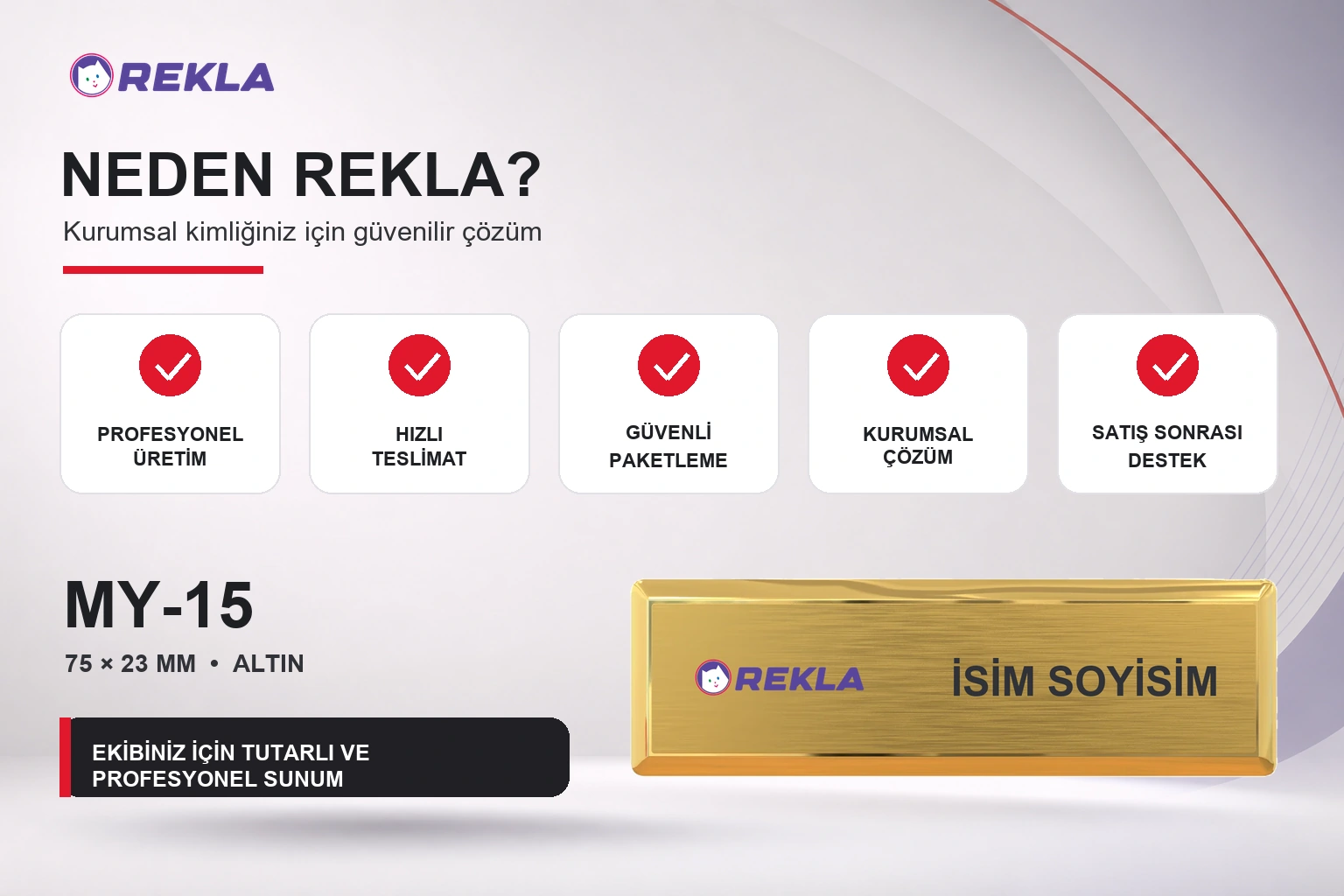 MY-15 Alüminyum Yaka İsimliği Rekla avantajları tanıtım görseli