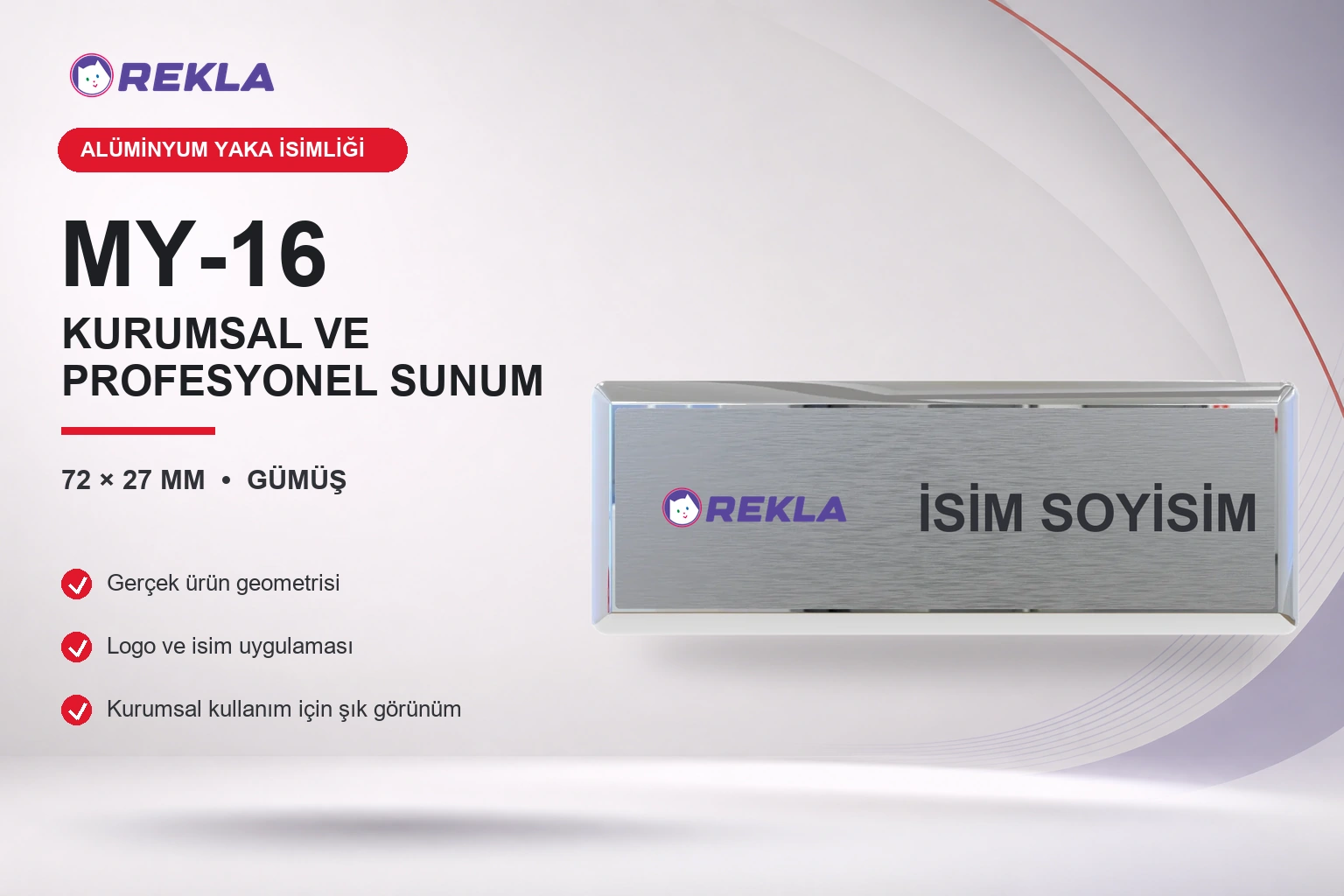 MY-16 Alüminyum Yaka İsimliği ürün görseli