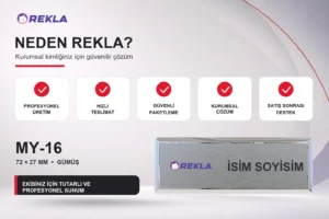 MY-16 Alüminyum Yaka İsimliği Rekla avantajları tanıtım görseli