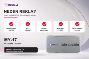 MY-17 Alüminyum Yaka İsimliği Rekla avantajları tanıtım görseli