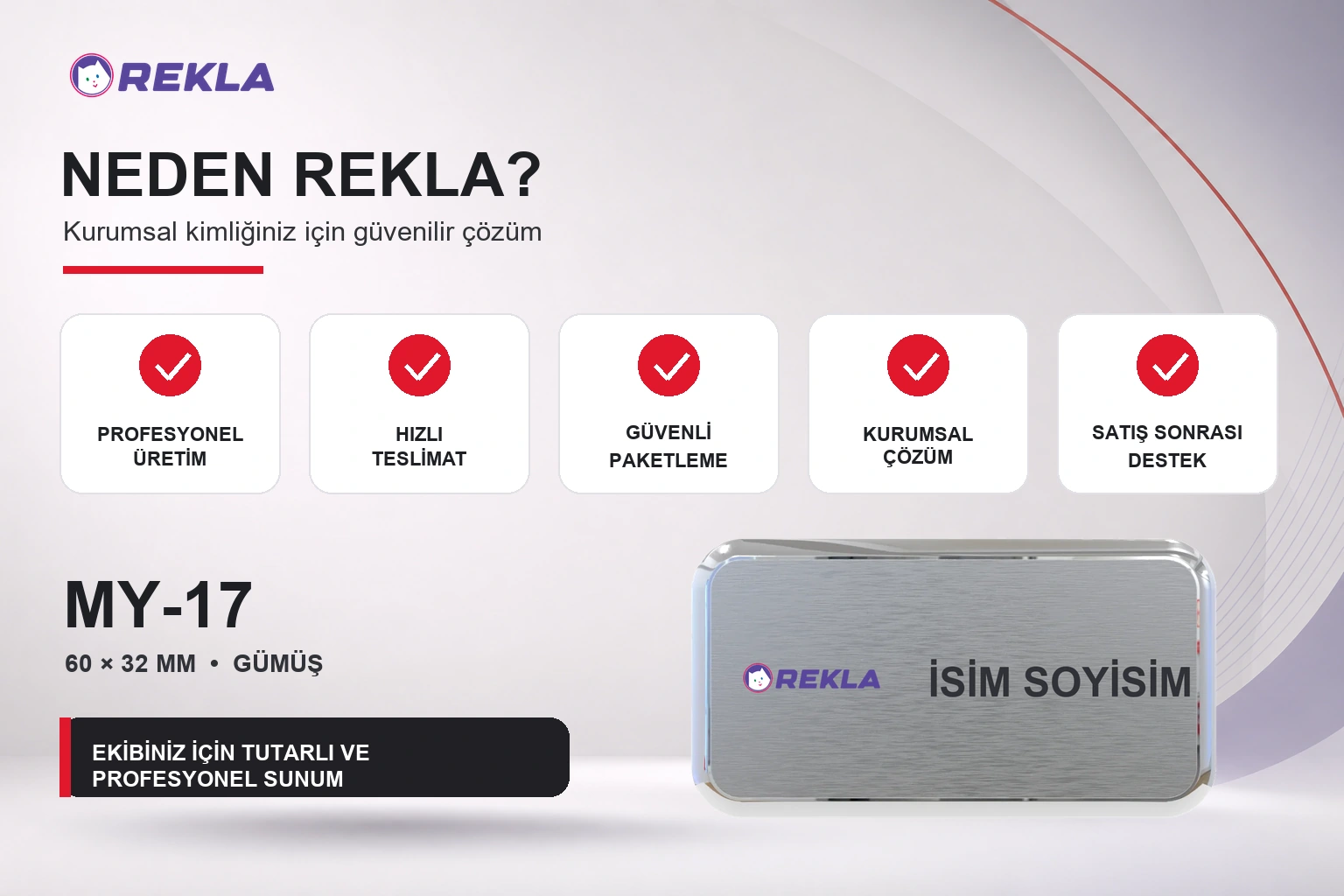 MY-17 Alüminyum Yaka İsimliği Rekla avantajları tanıtım görseli