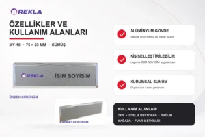 MY-18 Alüminyum Yaka İsimliği teknik özellikler ve kullanım alanları görseli