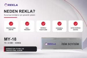 MY-18 Alüminyum Yaka İsimliği Rekla avantajları tanıtım görseli